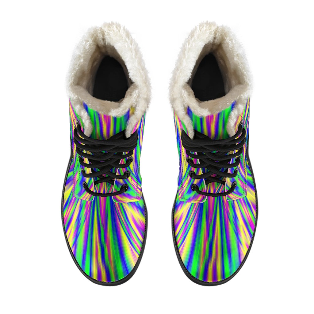 Vibrant Psychedelic Faux Fur Leather Boots for the Free-Spirited Hippie - 4