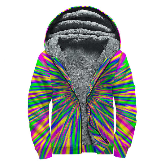 Groovy Vibes: Psychedelic Sherpa Lined Zip Up Hoodie for Hippies - 1