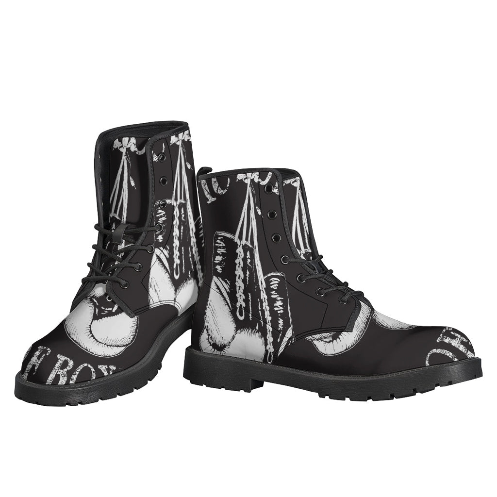 Victory King of Boxing Print Leather Lightweight Boots for the Modern Hippie - 3