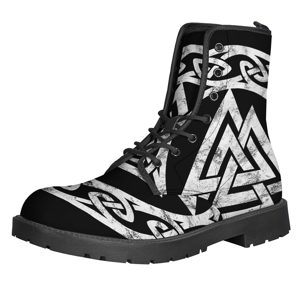 Viking Valhalla Symbol Leather Boots for Modern Hippies - 1