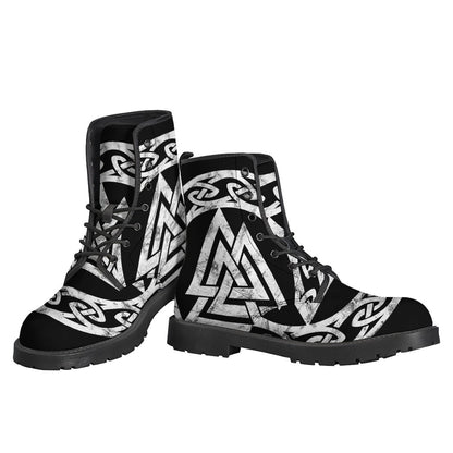 Viking Valhalla Symbol Leather Boots for Modern Hippies - 3