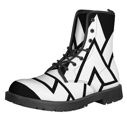 Viking Valknut Symbol Print Leather Boots: The Ultimate Hippie Statement Piece - 1