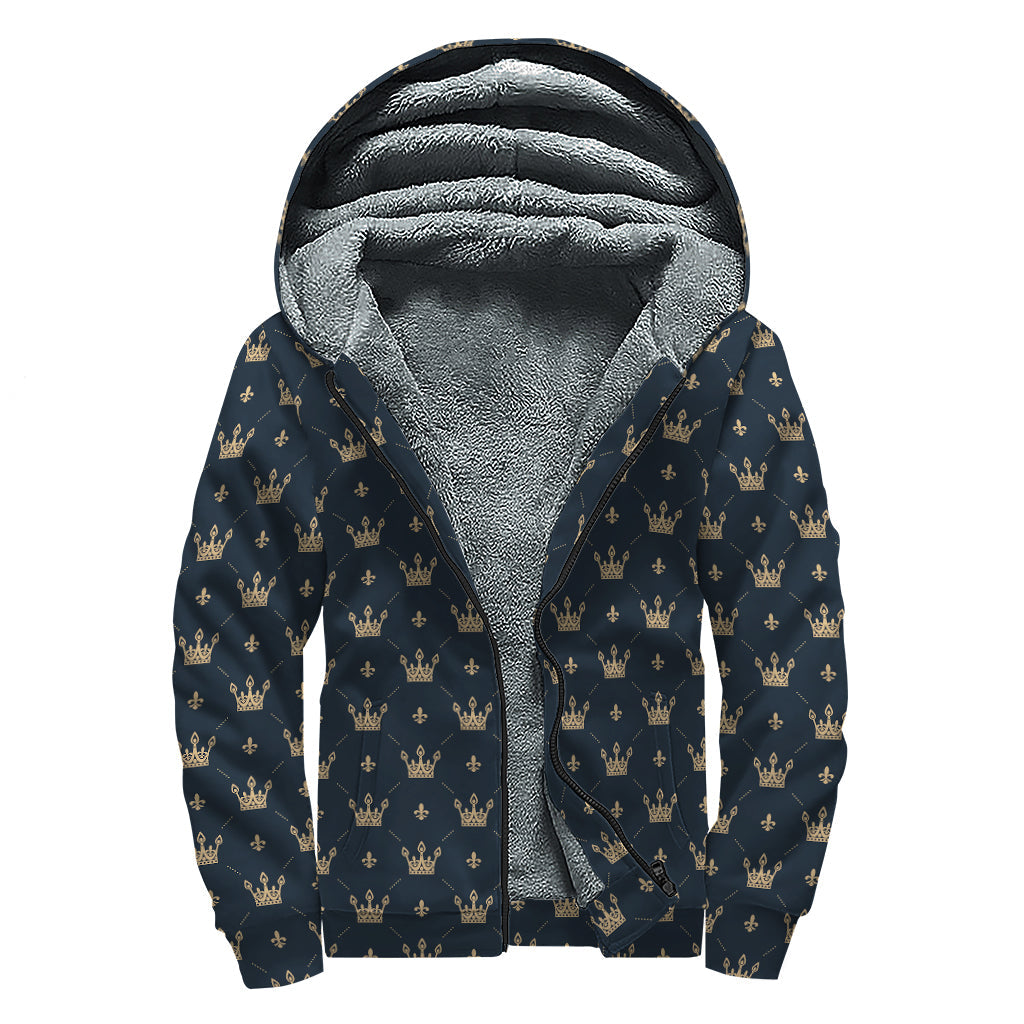 Bohemian Bliss: Vintage Crown Sherpa Lined Zip Up Hoodie for the Free-Spirited Hippie - 1