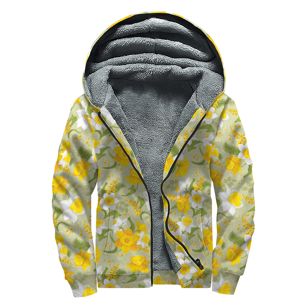 Dreamy Daffodil: Cozy Sherpa Lined Hoodie for Free Spirited Hippies - 1