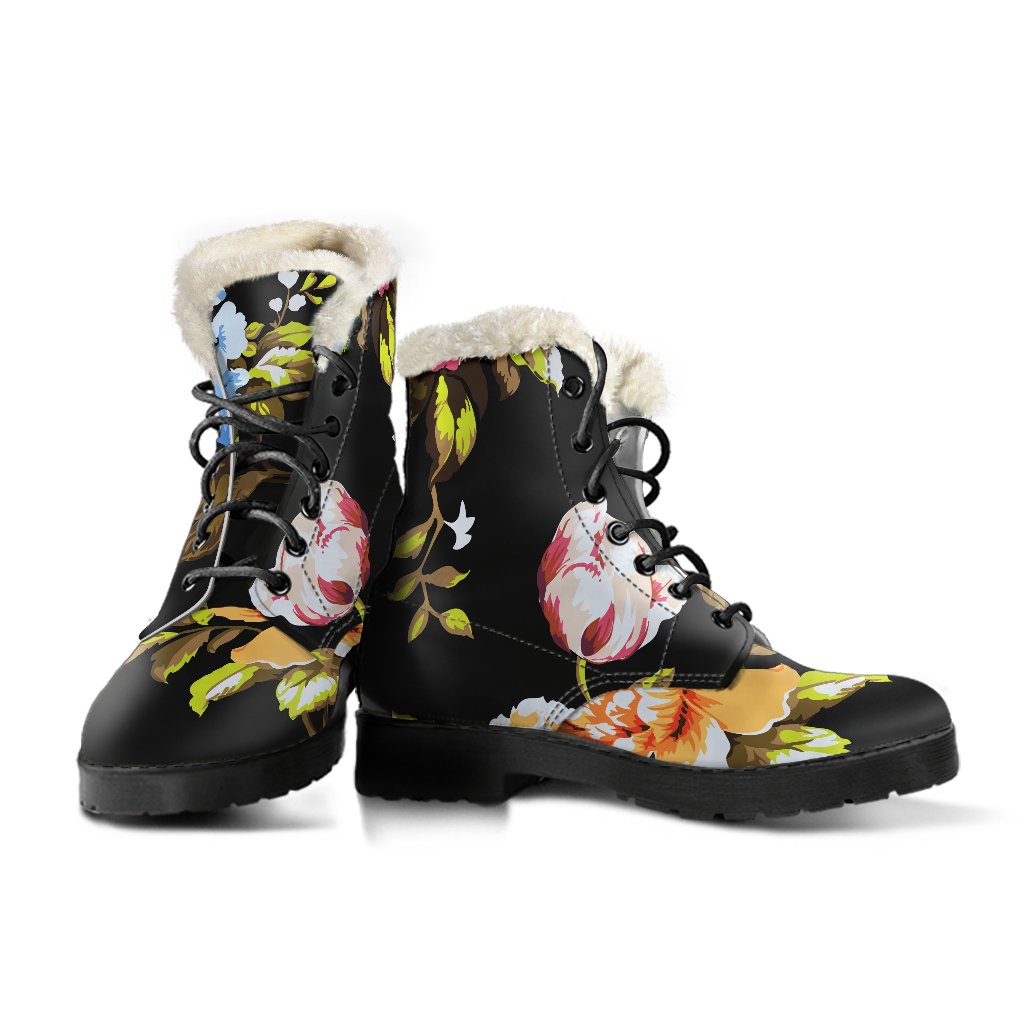 Vintage Floral Faux Fur Leather Hippie Boots for Boho Chic Style - 3