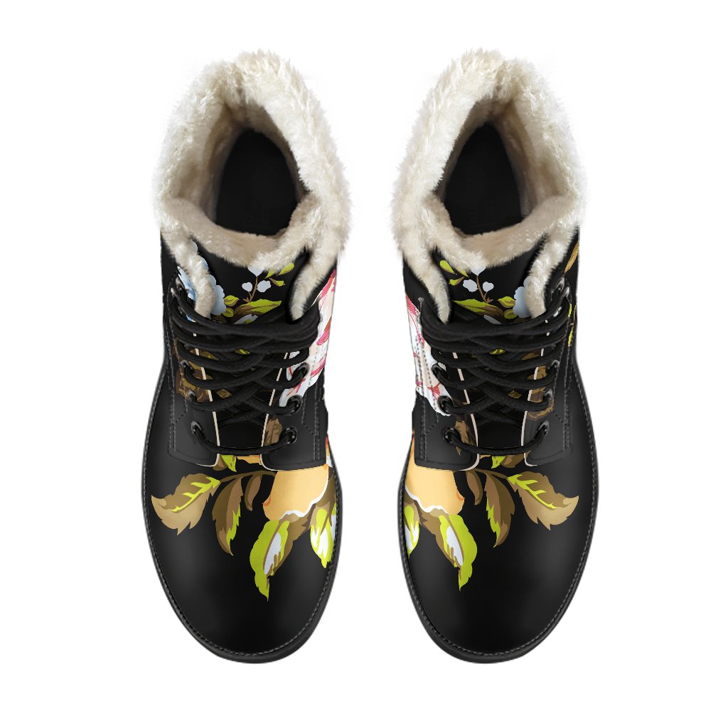Vintage Floral Faux Fur Leather Hippie Boots for Boho Chic Style - 4