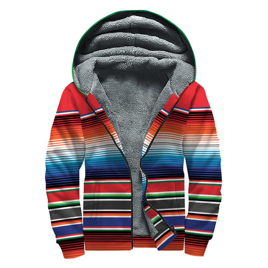 Groovy Serape Style Sherpa Lined Zip Up Hoodie for Modern Hippies - 1