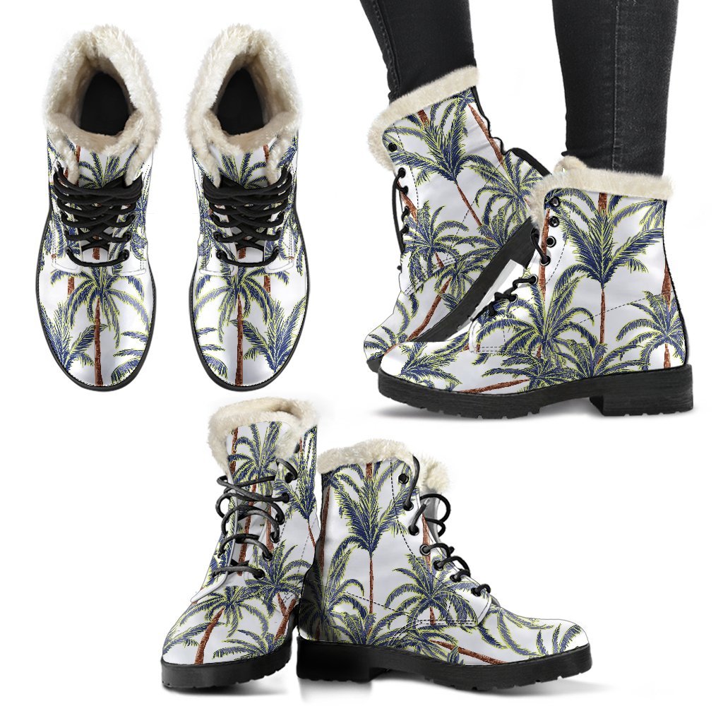 Groovy Palm Tree Faux Fur Leather Boots for the Free-Spirited Hippie - 2