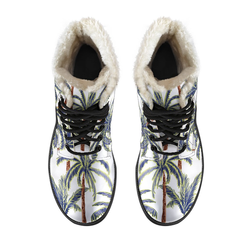 Groovy Palm Tree Faux Fur Leather Boots for the Free-Spirited Hippie - 4