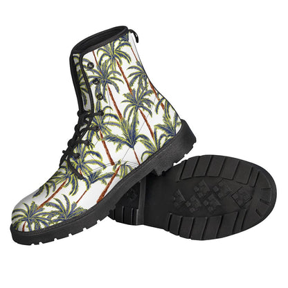 Vintage Palm Tree Beach Pattern Leather Boots - Embrace Your Inner Hippie Style - 2