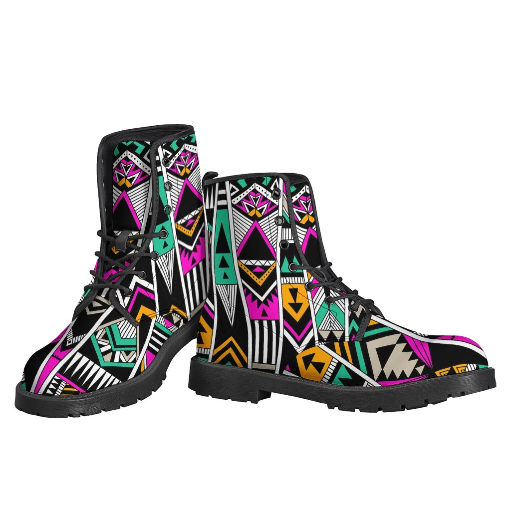 Groovy Vintage Tribal Aztec Leather Lightweight Boots for the Free Spirited Hippies - 3