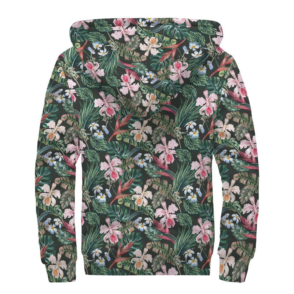 Vintage Tropical Exotic Hawaiian Print Sherpa Lined Zip Up Hoodie for the Free-Spirited Hippie - 2