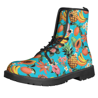 Vintage Tropical Fruits Pattern Leather Lightweight Boots for Modern Hippies - 1