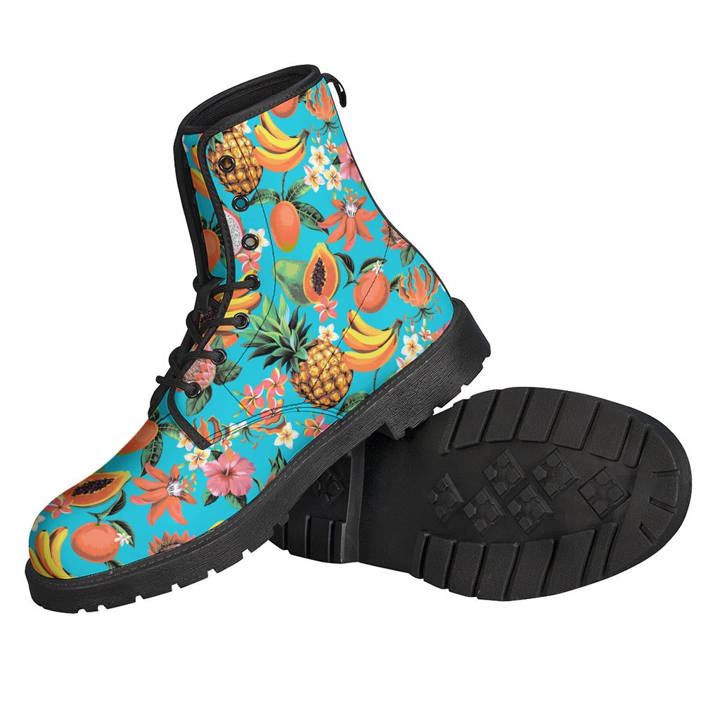 Vintage Tropical Fruits Pattern Leather Lightweight Boots for Modern Hippies - 2