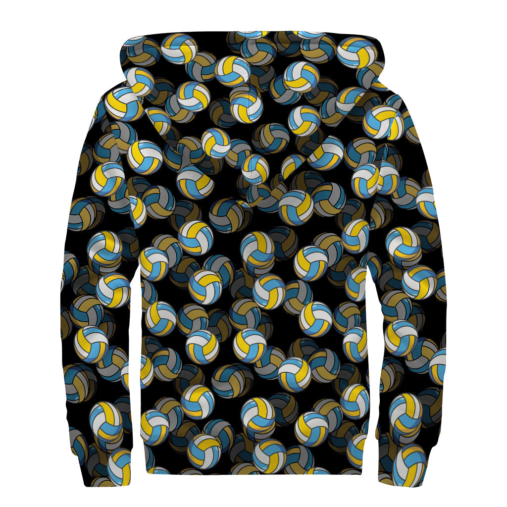 Groovy Vibes: Volleyball Pattern Sherpa Lined Zip Up Hoodie for Hippies - 2