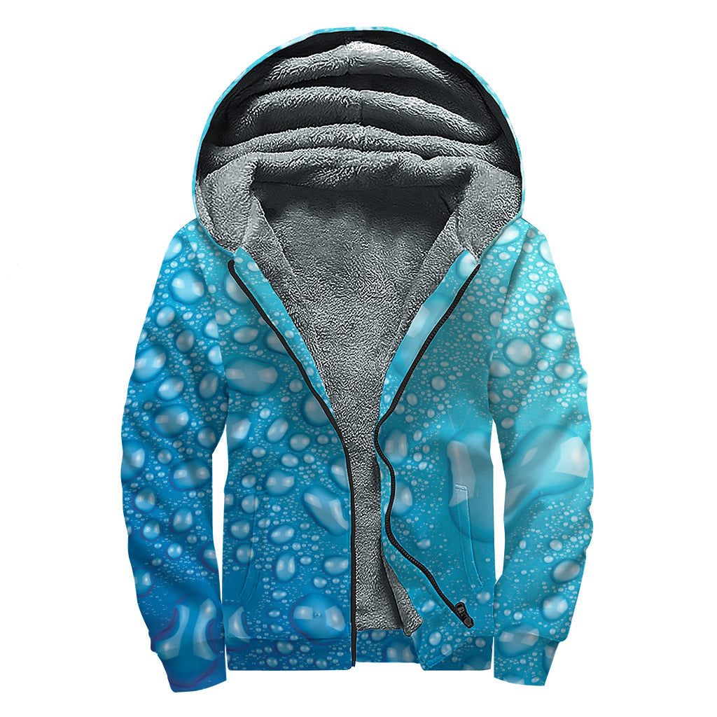 Groovy Water Drops Print Sherpa Lined Zip Up Hoodie for Free-Spirited Hippies - 1