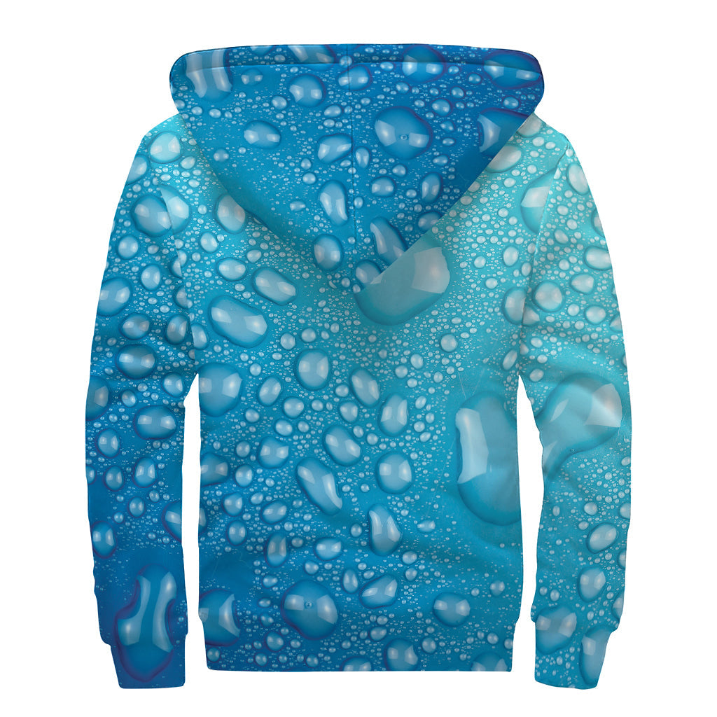 Groovy Water Drops Print Sherpa Lined Zip Up Hoodie for Free-Spirited Hippies - 2