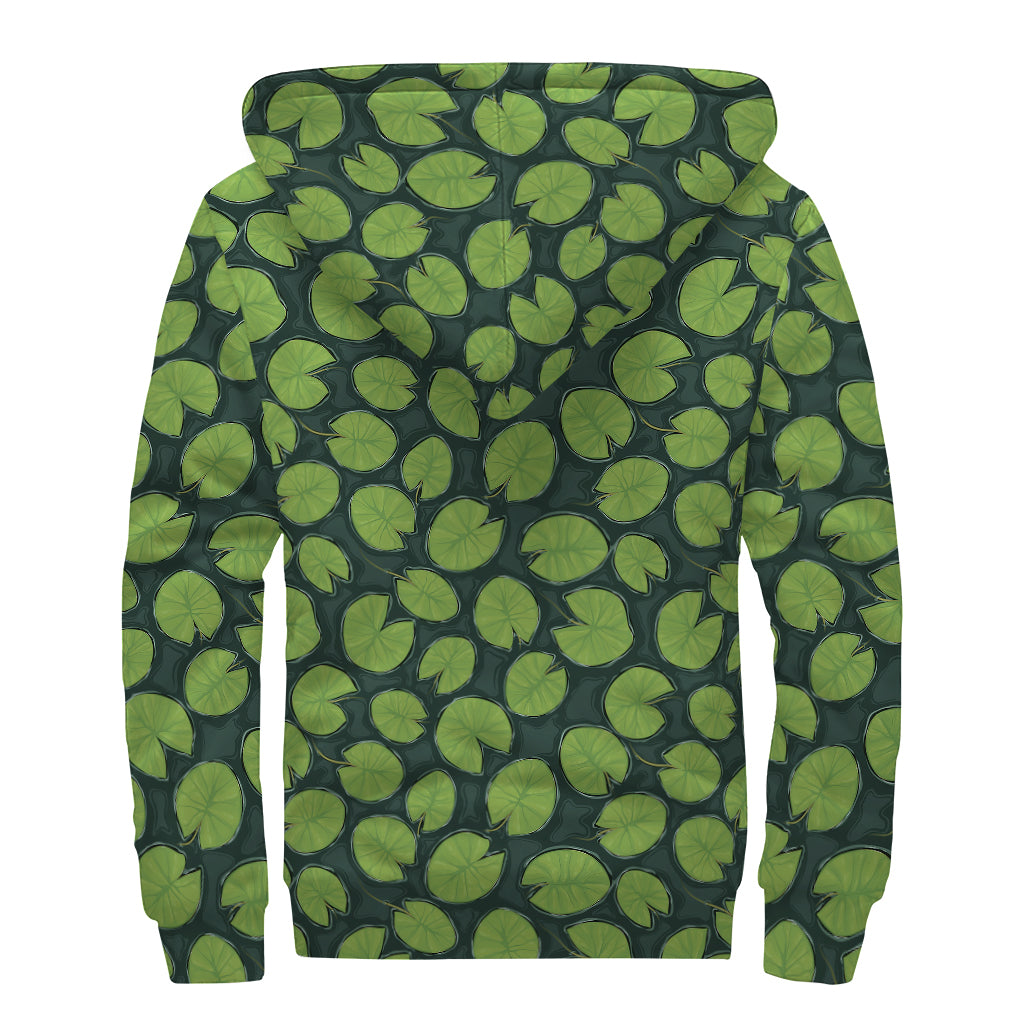 Water Lily Pads Pattern Hoodie: Embrace Your Inner Hippie Style with Sherpa Lining - 2