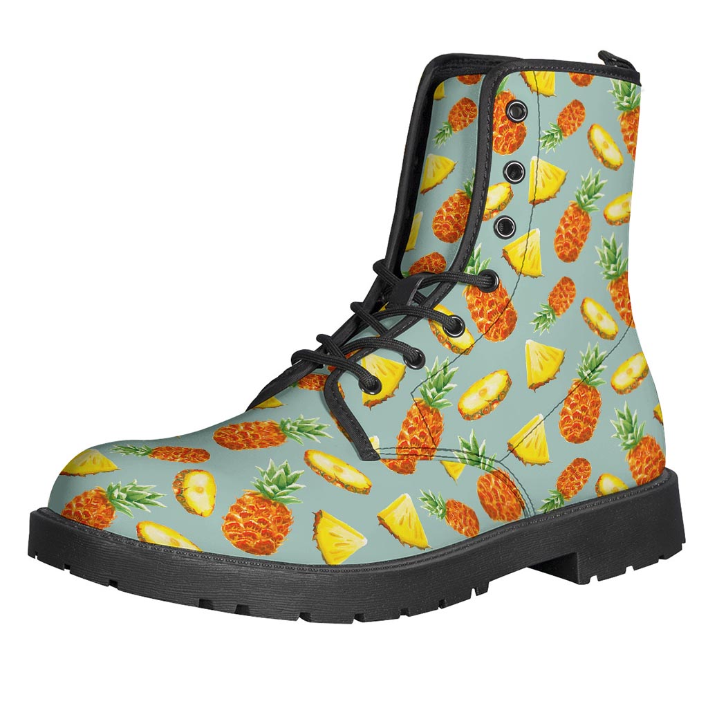 Watercolor Pineapple Pattern Leather Boots for the Groovy Hippie Soul - 1