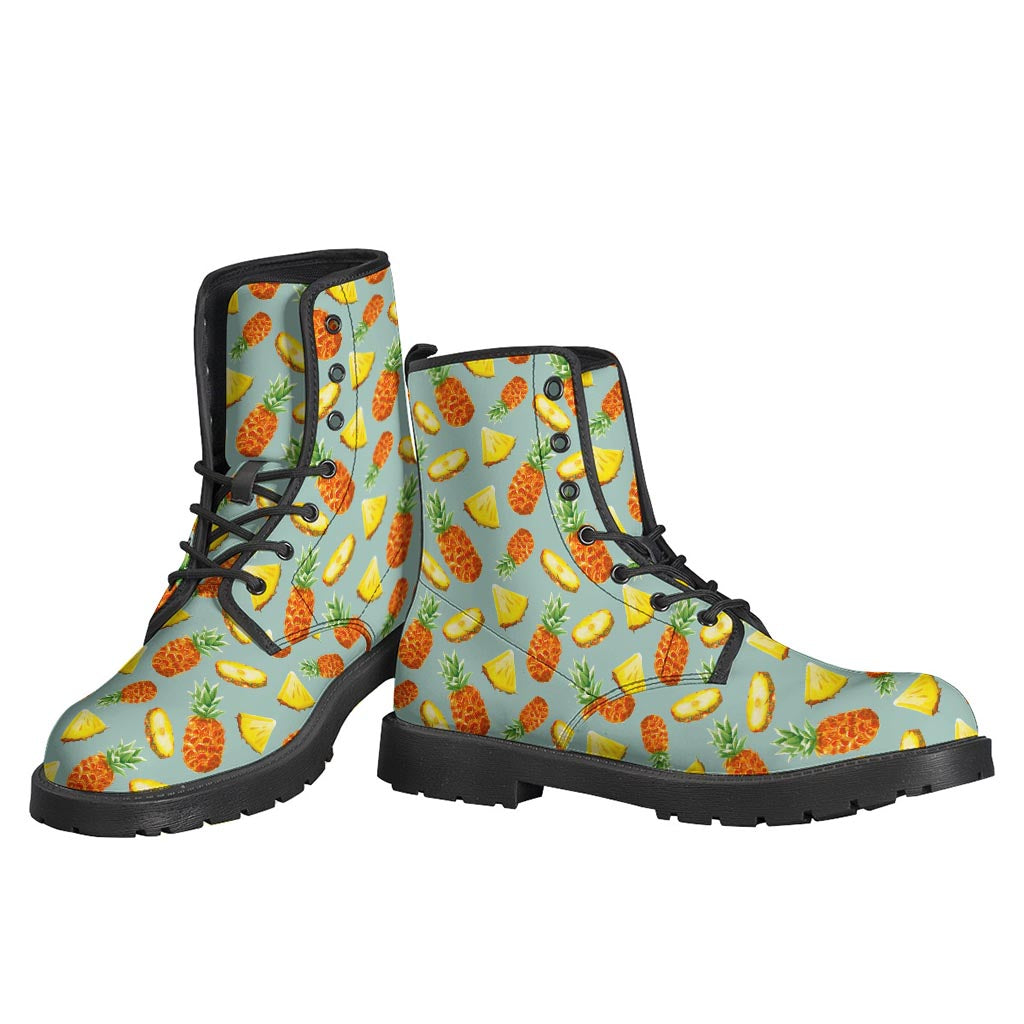 Watercolor Pineapple Pattern Leather Boots for the Groovy Hippie Soul - 3