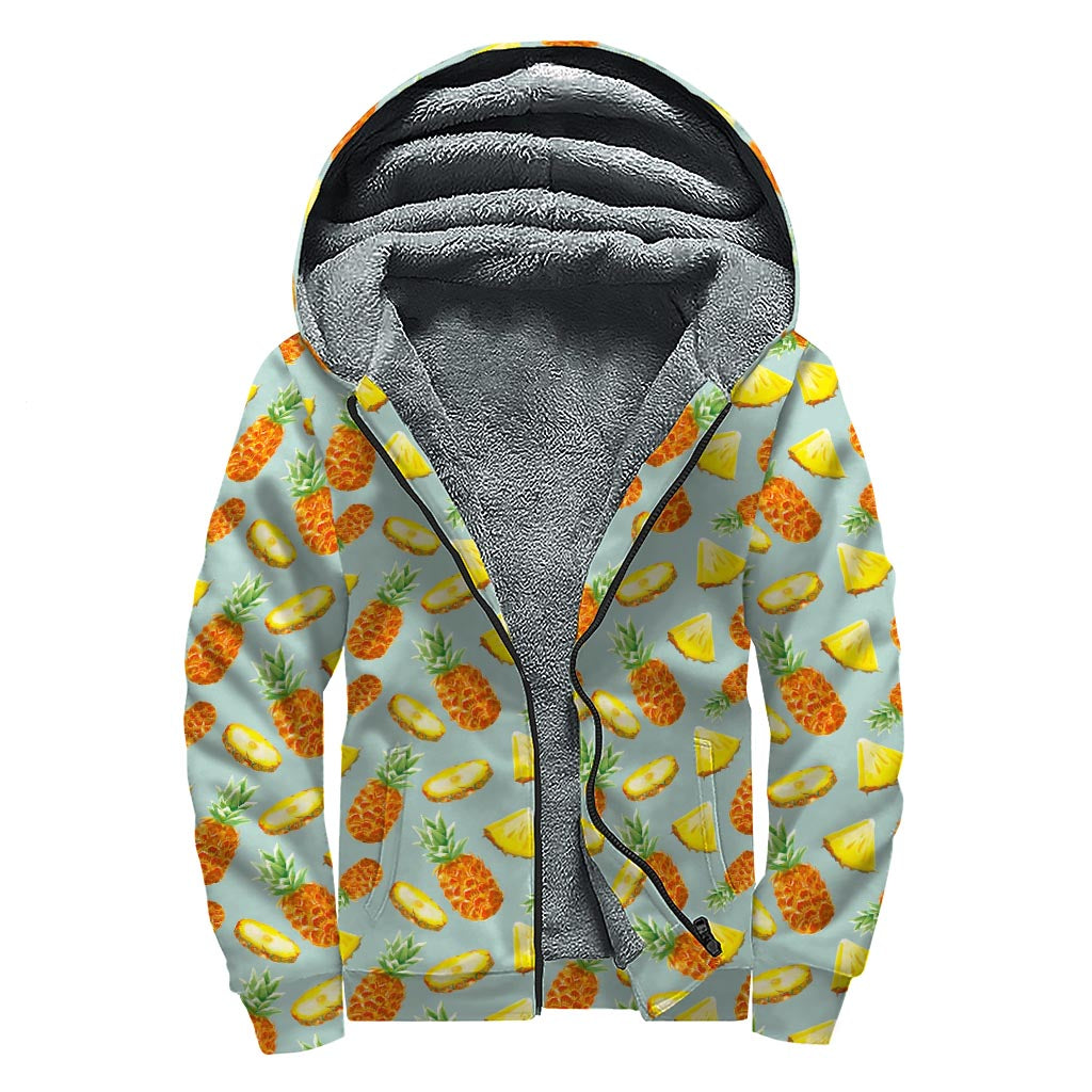 Watercolor Pineapple Paradise: Sherpa Lined Zip Up Hoodie for Free-Spirited Hippies - 1