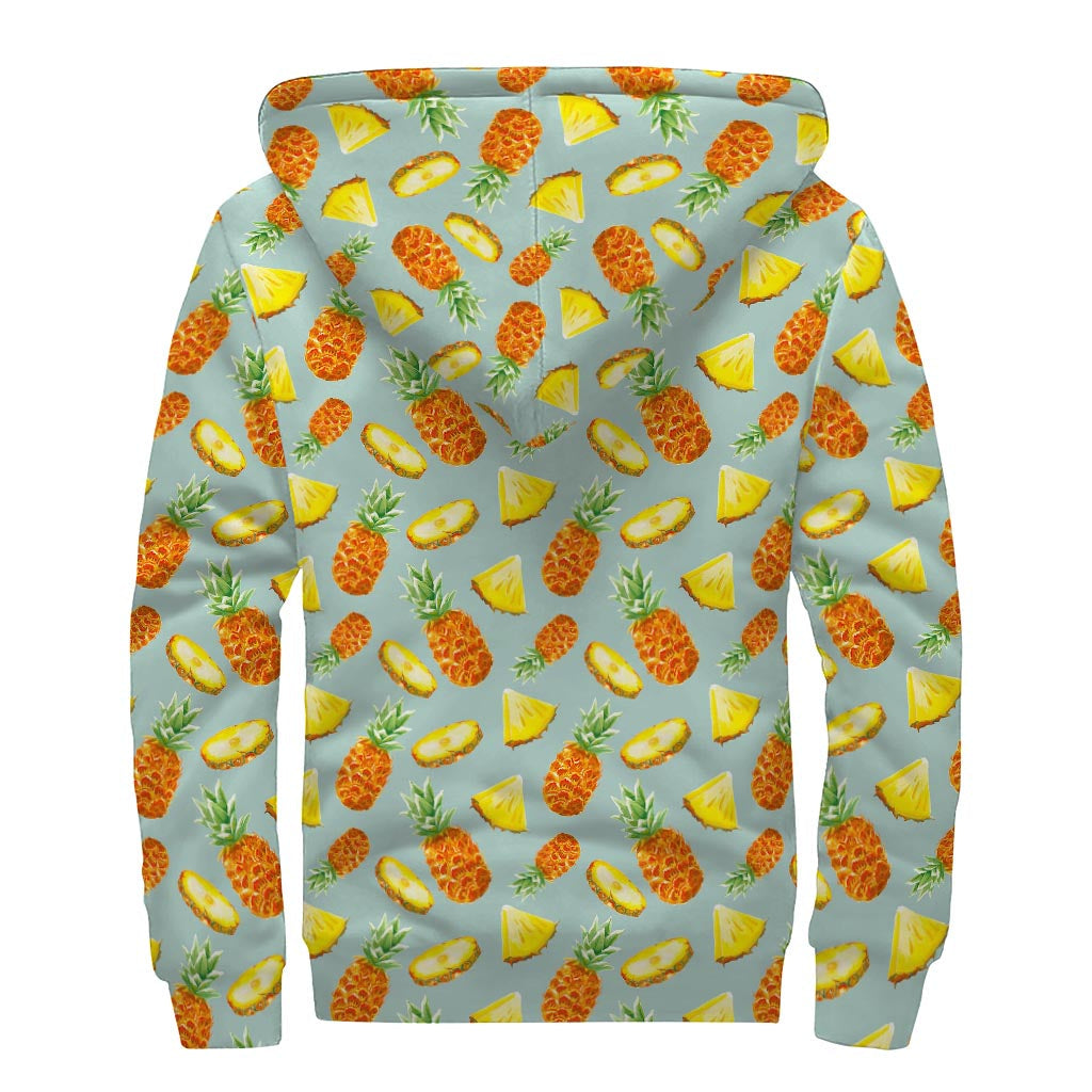 Watercolor Pineapple Paradise: Sherpa Lined Zip Up Hoodie for Free-Spirited Hippies - 2