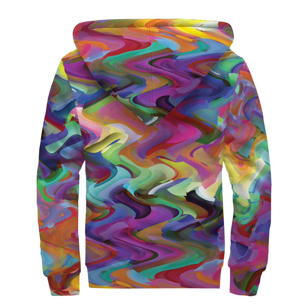 Watercolor Psychedelic Print Sherpa-Lined Zip Up Hoodie for the Free-Spirited Hippie - 2