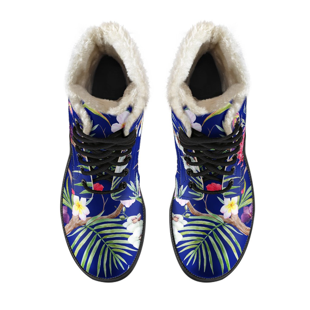 Tropical Flower Power Faux Fur Leather Boots for Boho Babes - 4