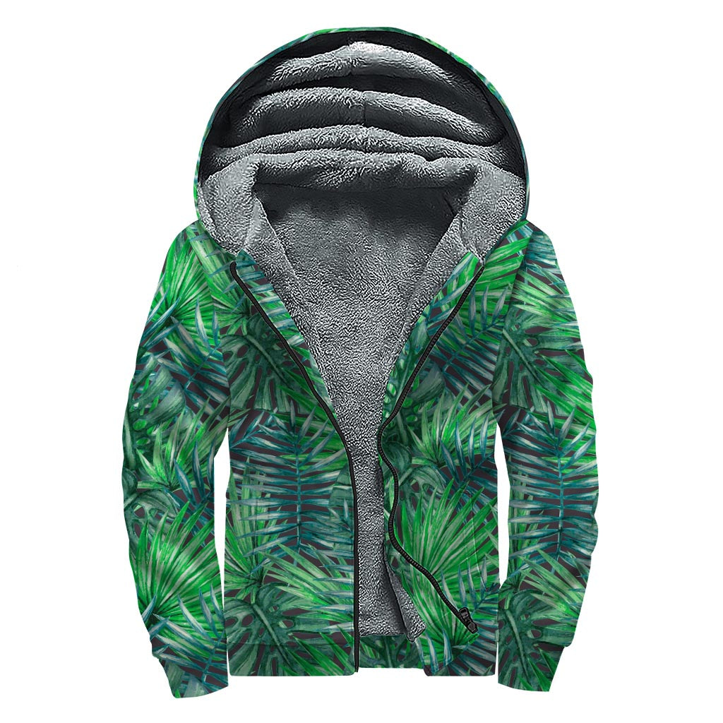 Watercolor Tropical Leaves Sherpa Lined Hoodie - Embrace Your Inner Hippie Style - 1