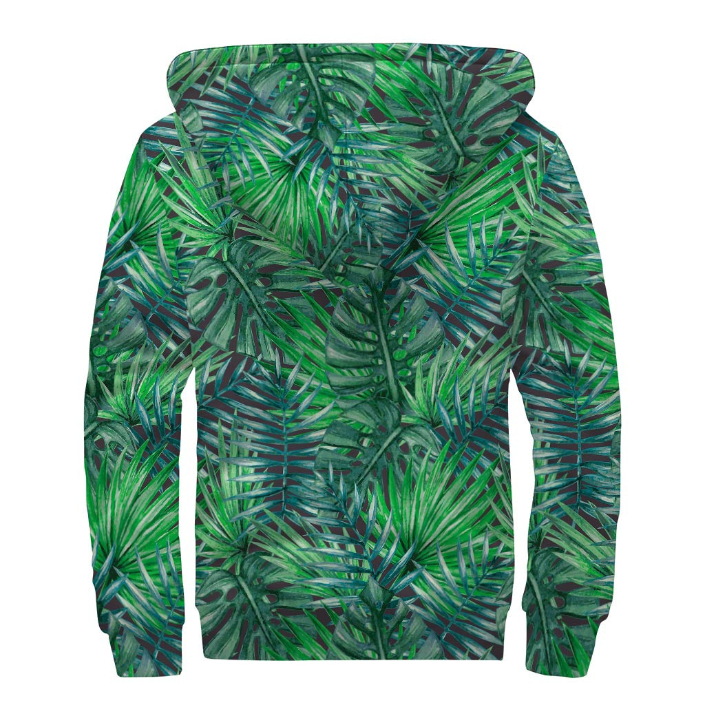 Watercolor Tropical Leaves Sherpa Lined Hoodie - Embrace Your Inner Hippie Style - 2