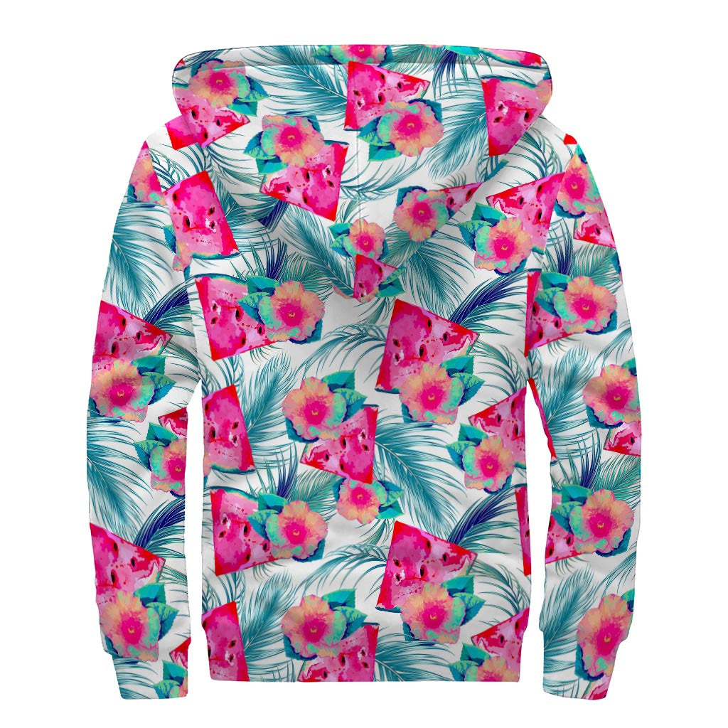 Watermelon Teal Hawaiian Sherpa Lined Hoodie - Embrace Your Hippie Style! - 2