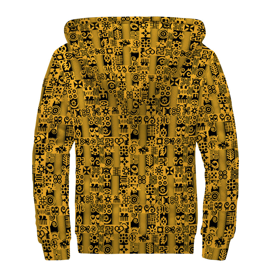 Adinkra Tribe Symbols Sherpa Lined Zip Up Hoodie: Embrace your Inner Hippie Style - 2