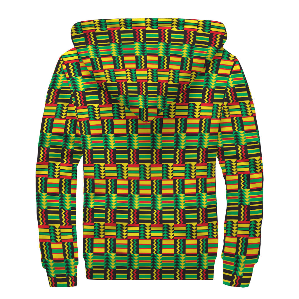 West African Kente Tribal Sherpa Lined Hoodie for Free-Spirited Hippies - 2