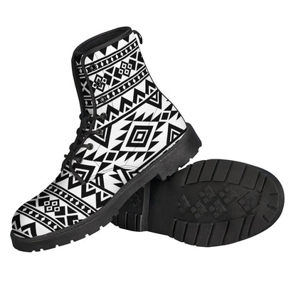 Groovy Aztec Pattern Leather Boots for Trendy Hippies - 2