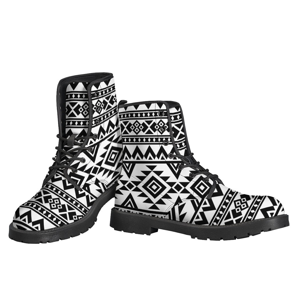 Groovy Aztec Pattern Leather Boots for Trendy Hippies - 3