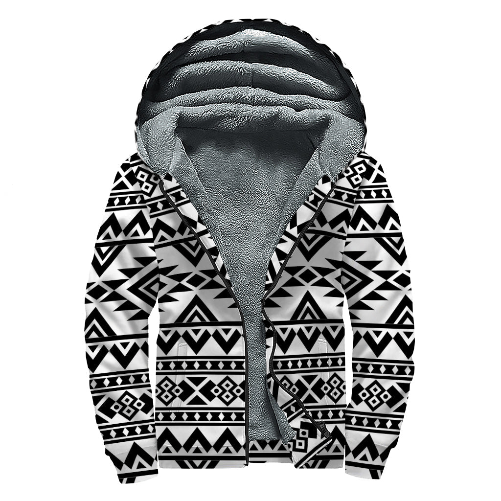 Groovy Aztec Pattern Sherpa Lined Hoodie for Free Spirited Hippies - 1