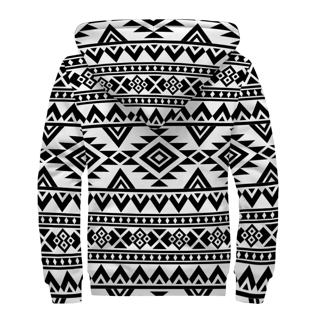 Groovy Aztec Pattern Sherpa Lined Hoodie for Free Spirited Hippies - 2