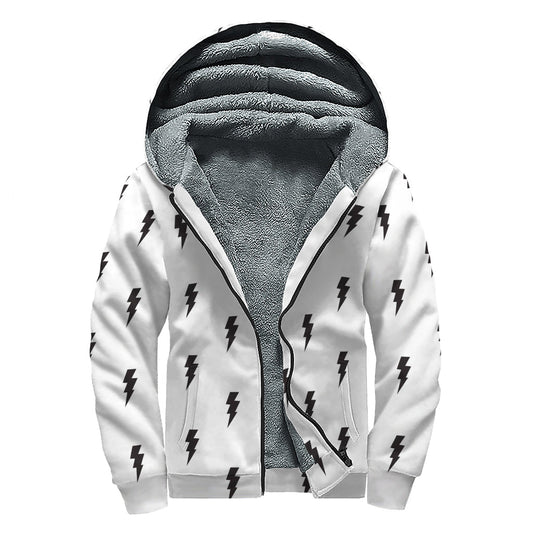 Lightning Love: Sherpa Lined Zip Up Hoodie for Groovy Hippies - 1