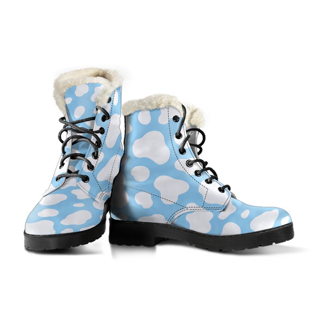 Groovy Cow Print Faux Fur Leather Boots for the Retro Hippie - 3