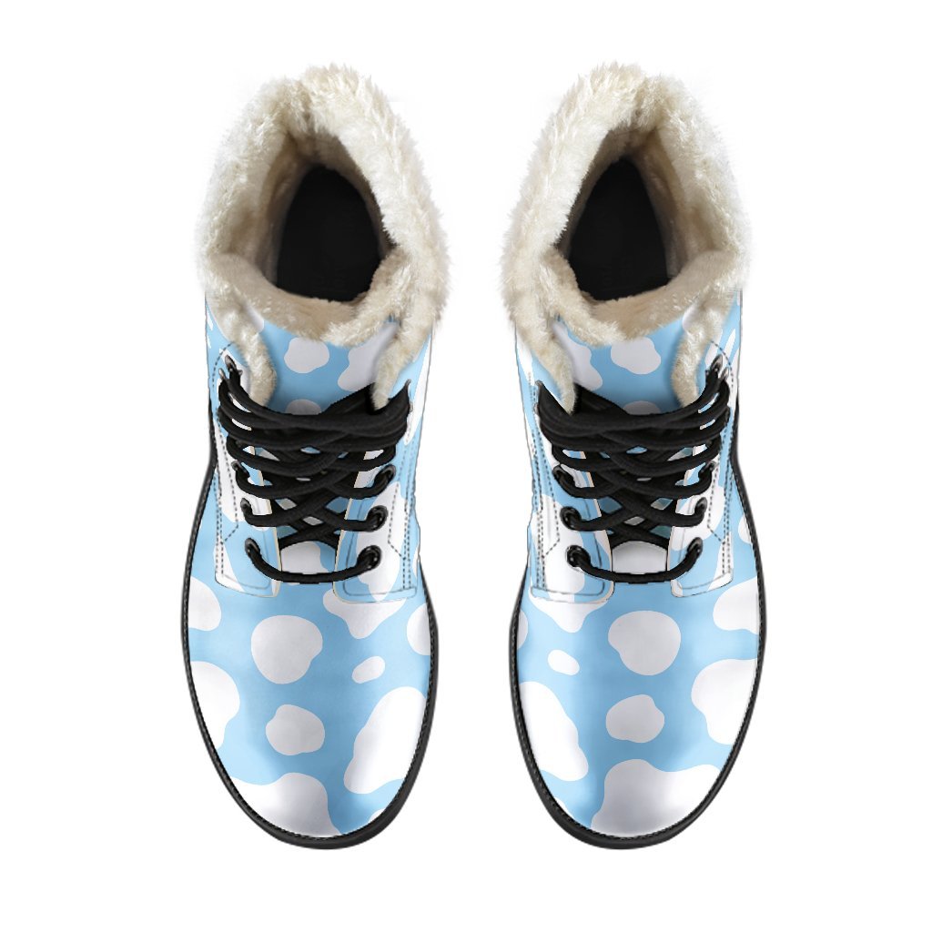 Groovy Cow Print Faux Fur Leather Boots for the Retro Hippie - 4