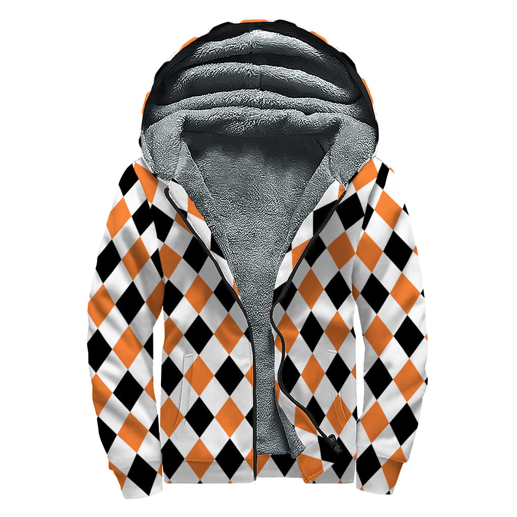 Harlequin Print Sherpa Lined Zip Up Hoodie: Embrace Your Inner Hippie Style - 1