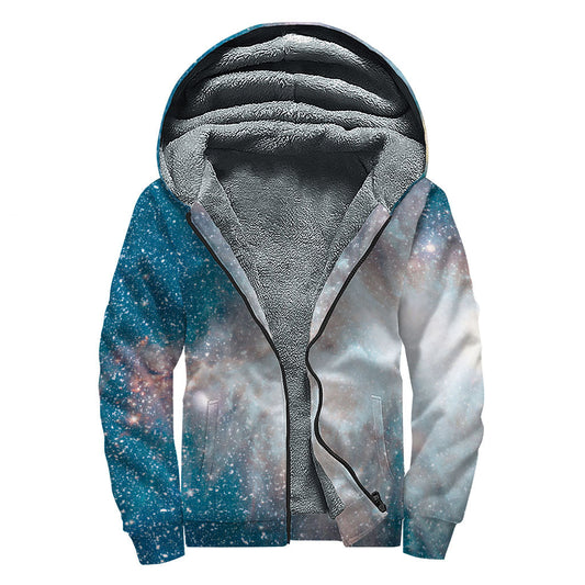 White Cloud Galaxy Sherpa: Embrace Your Inner Hippie with this Stylish Zip Up Hoodie - 1