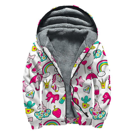 Groovy Unicorn Sherpa: Embrace Your Inner Hippie with this Lined Zip Up Hoodie - 1