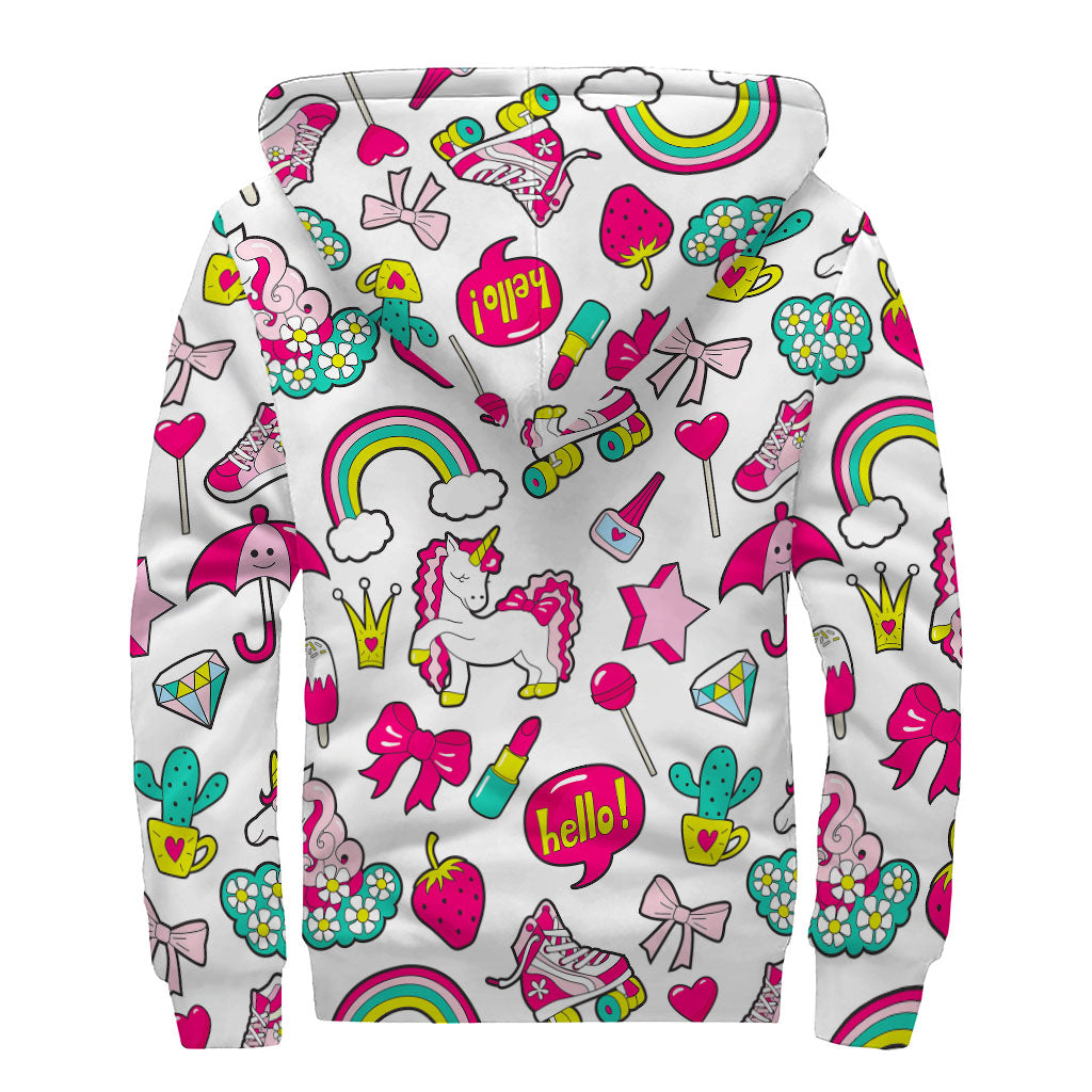 Groovy Unicorn Sherpa: Embrace Your Inner Hippie with this Lined Zip Up Hoodie - 2