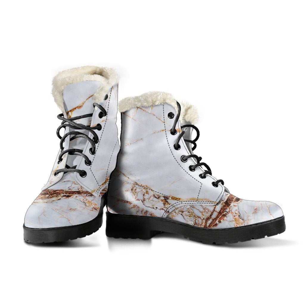 Groovy Grunge Marble Faux Fur Leather Boots for Free-Spirited Hippies - 3