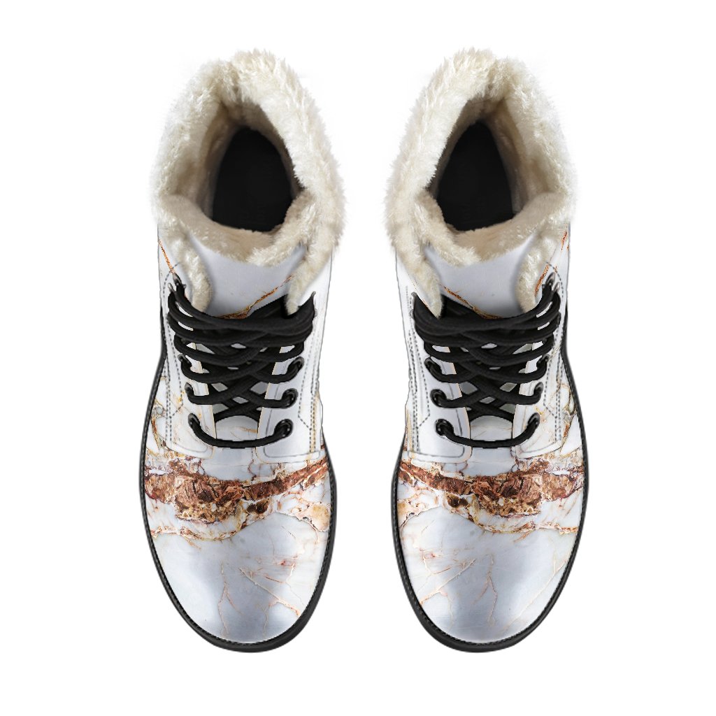 Groovy Grunge Marble Faux Fur Leather Boots for Free-Spirited Hippies - 4