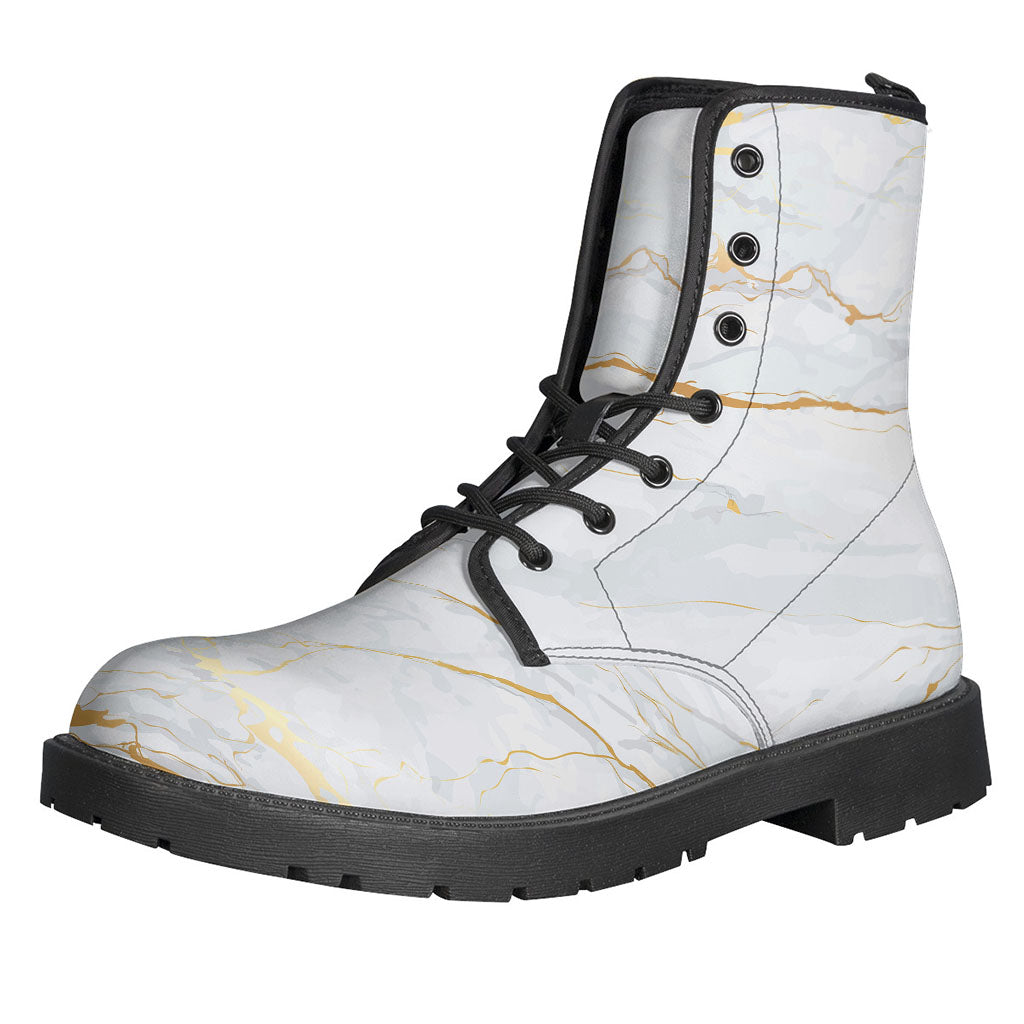 Vintage Vibes: White Gold Hippie Leather Lightweight Boots - 1