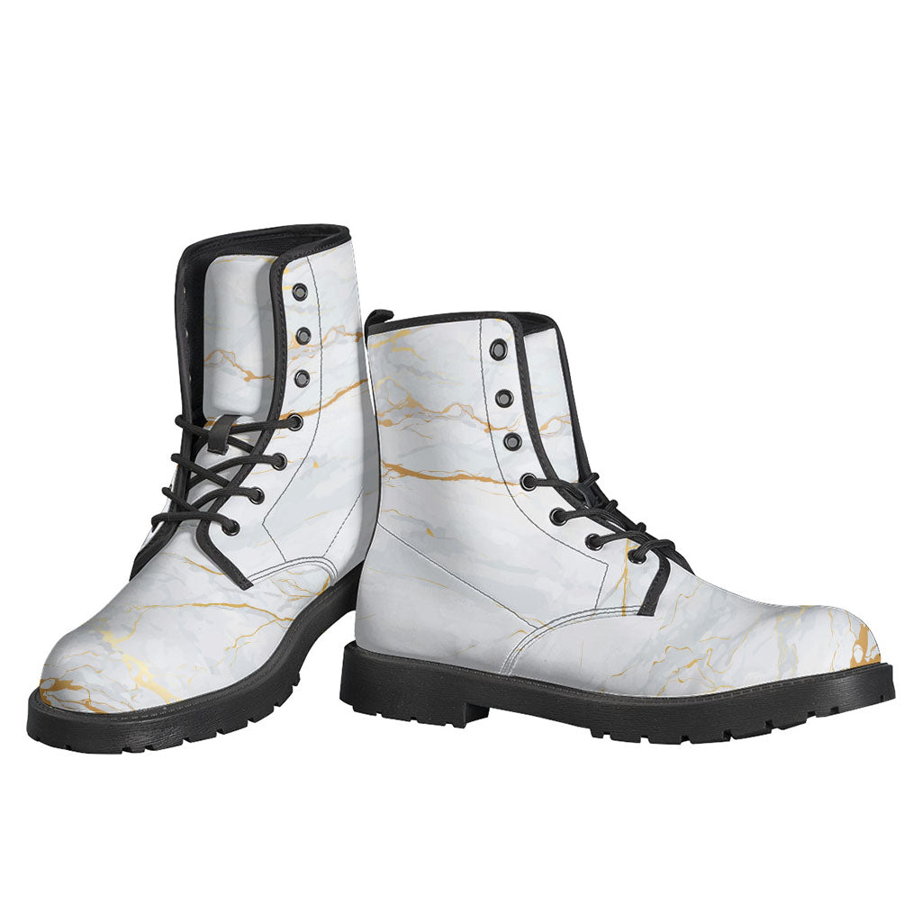 Vintage Vibes: White Gold Hippie Leather Lightweight Boots - 3