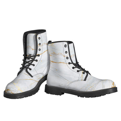 Vintage Vibes: White Gold Hippie Leather Lightweight Boots - 3