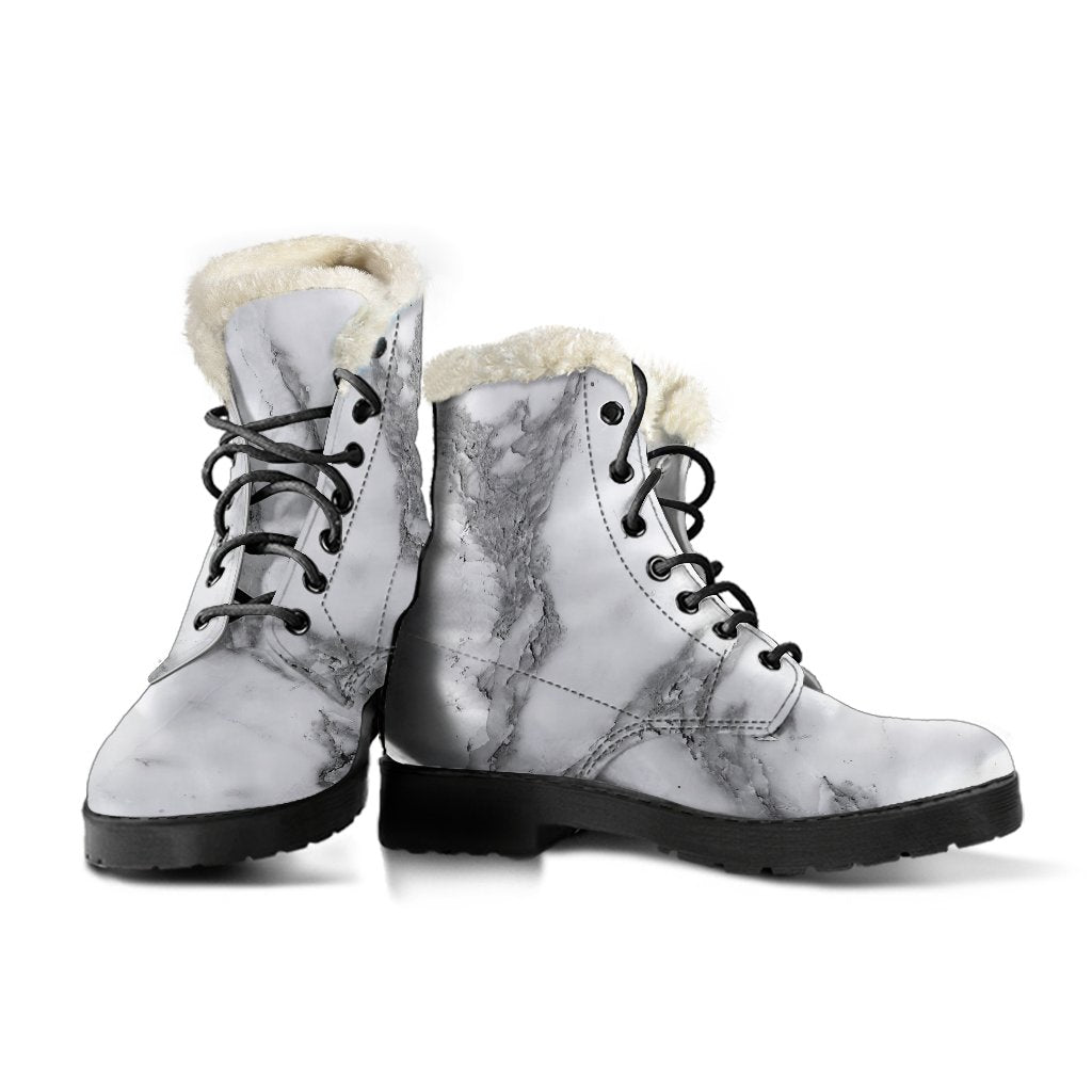 Marble Print Faux Fur Leather Boots: Embrace the Hippie Style - 3